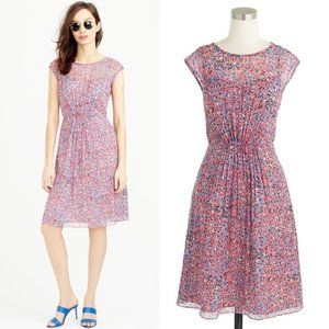 J Crew Silk Chiffon Watercolor Dot Dress